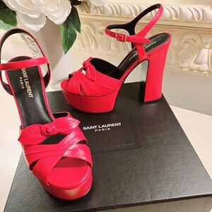 Saint Laurent Candy 80 Bow Platform Sandal Heels (NEW)